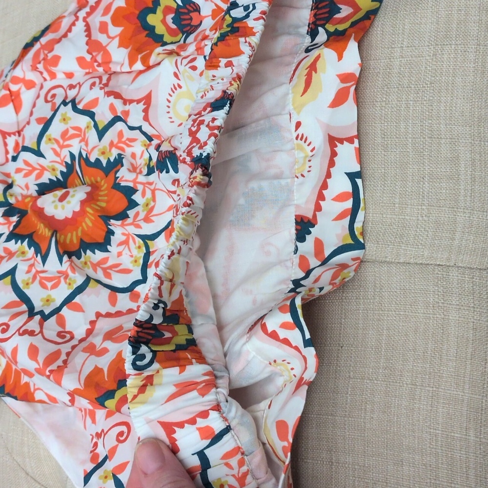 Boden Orange and Cream Floral Crop Top - Picture 13 of 14